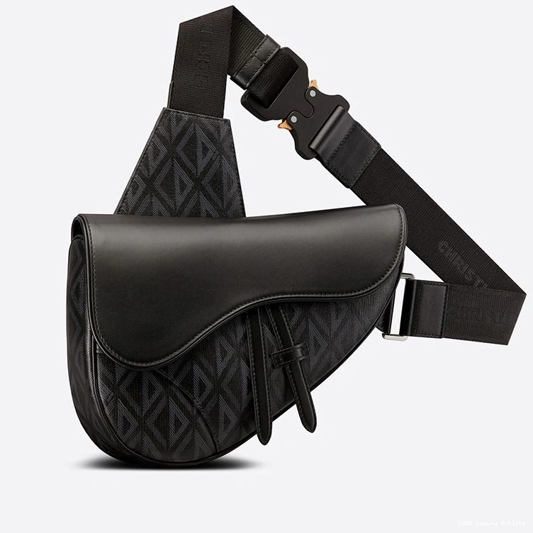 Cheap Crossbody Motif Dior Diamond CD Black Canvas Saddle 0712 Luxury